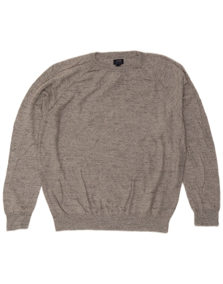 J. Crew Jersey de cuello redondo para hombre de algodón moteado gris grande