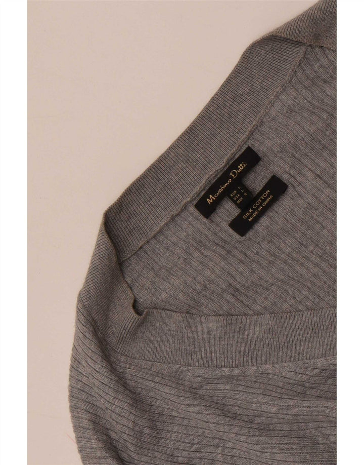 Massimo Dutti Top Mujer Manga Larga UK 44 Grande Seda Gris
