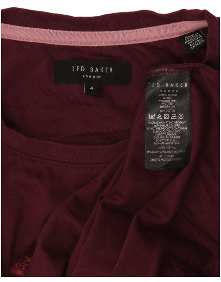 Ted Baker - Camiseta gráfica para hombre, talla 4, algodón granate grande