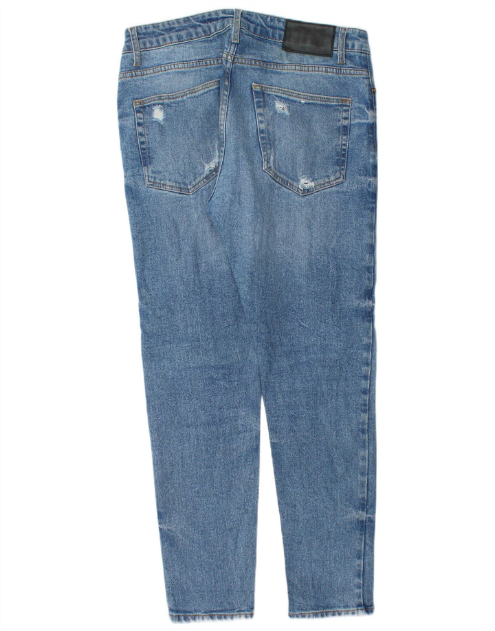 Zara Vaqueros Slim Desgastados W33 L28 Azul