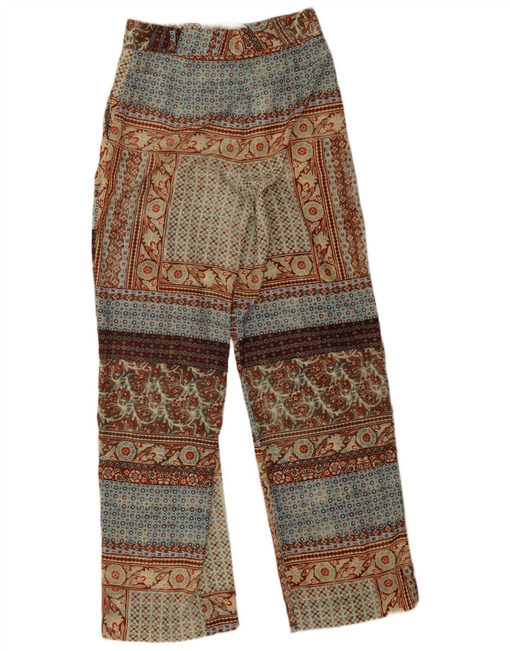 Zara Mujer Pantalones Rectos De Cintura Alta Small W28 L31 Beige Patchwork