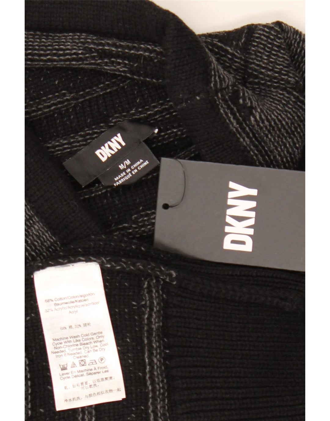 Dkny Hombre Jersey Con Cuello Vuelto Jersey De Algodón A Rayas Negro Mediano