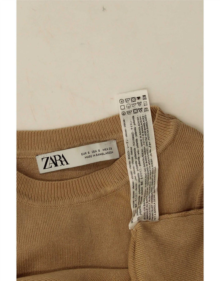 Zara Mujer Crop Vest Top UK 8 Small Marrón Viscosa
