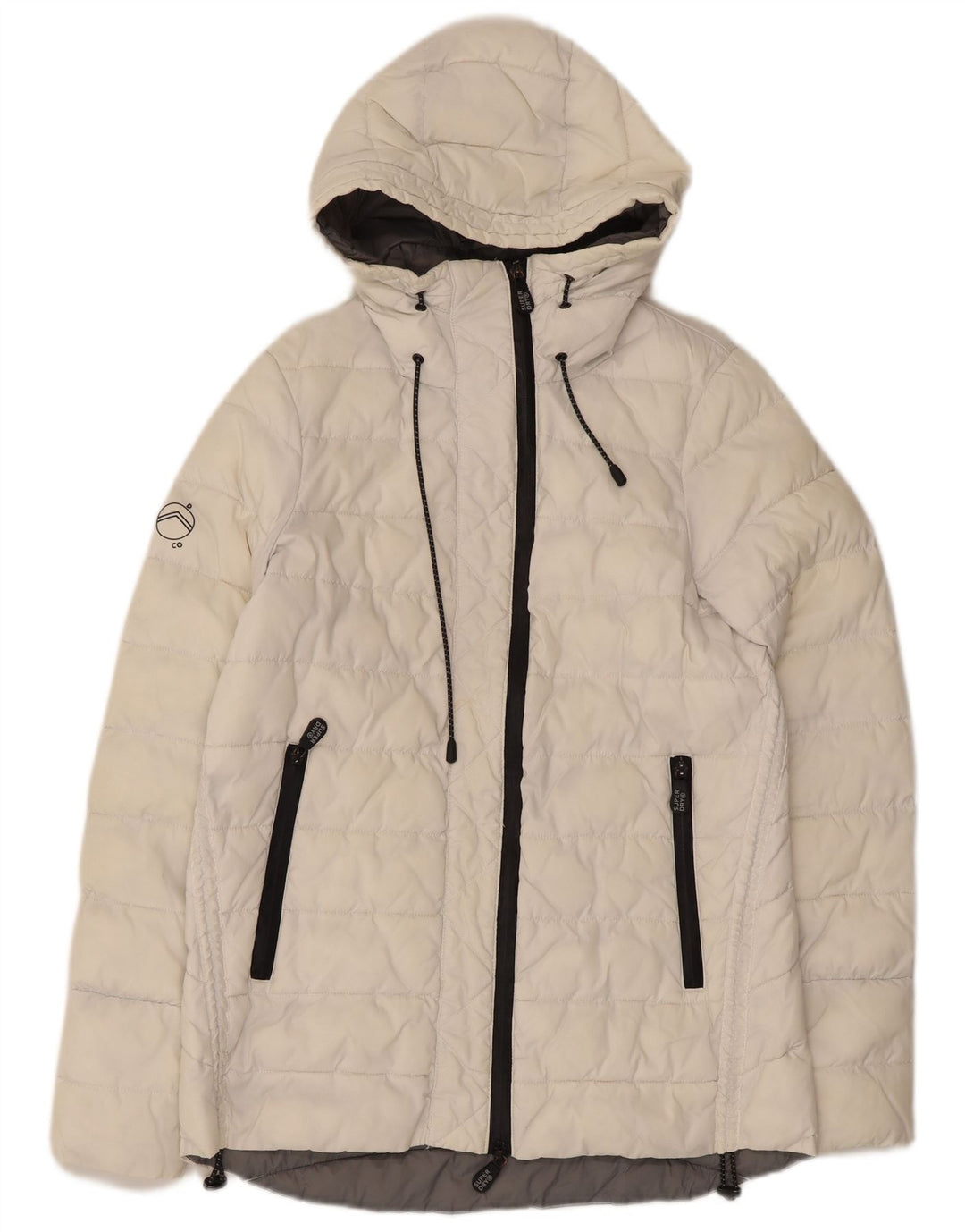 Superdry Chaqueta Acolchada Con Capucha Para Mujer UK 8 Small White Nylon