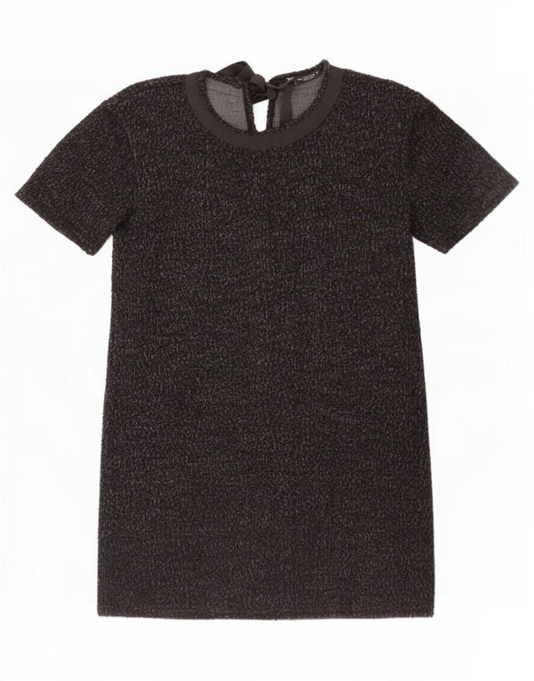 Zara Vestido Básico Mujer UK 44 Mediano Algodón Moteado Negro