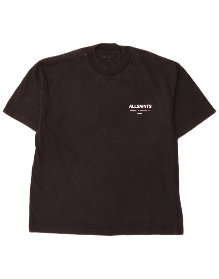 All Saints - Camiseta gráfica para hombre, talla pequeña, algodón negro