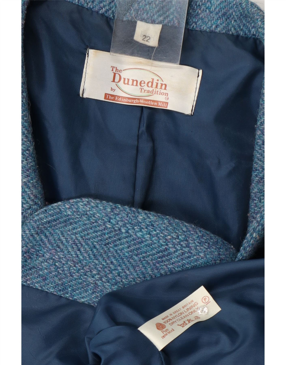 Dunedin Chaqueta Blazer de 2 Botones para Mujer UK 22 3XL Lana de Espiga Azul