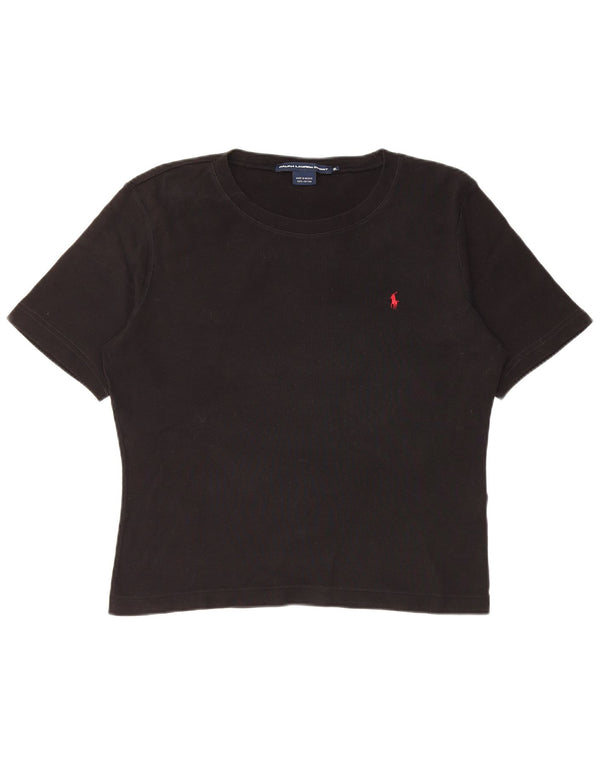 RALPH LAUREN Camiseta corta para mujer UK 40 XL Algodón negro