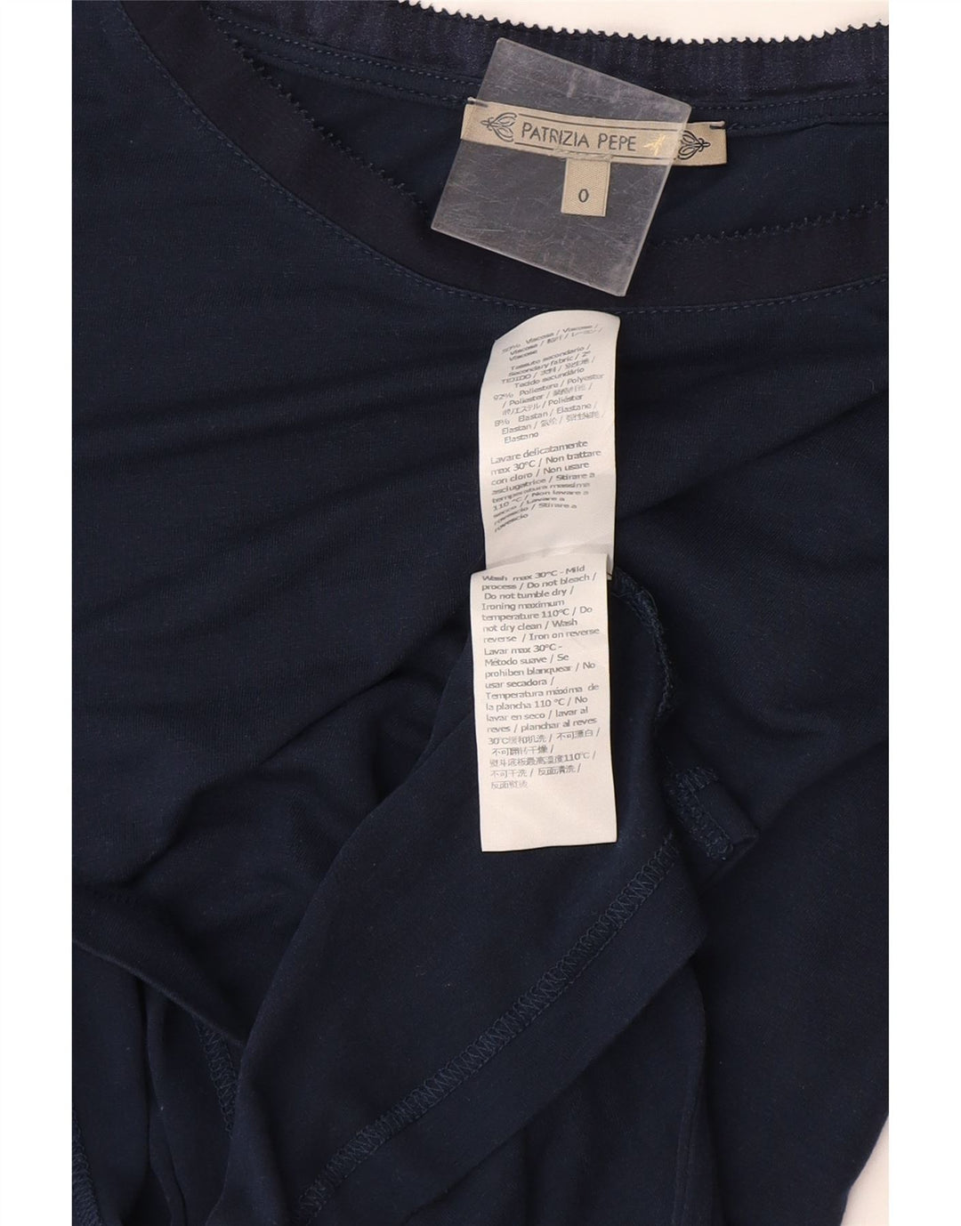 PATRIZIA PEPE Camiseta extragrande para mujer US 0 XS Azul marino Viscosa