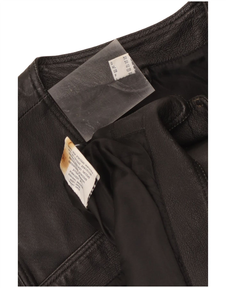 Chaleco de cuero vintage para hombre cuero negro medio