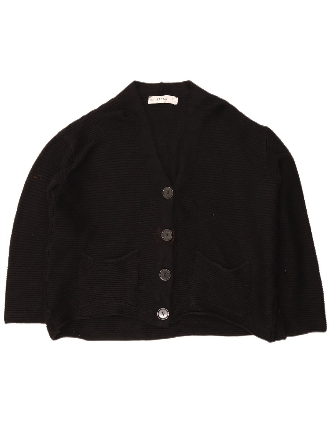 Zara Mujer Crop Suéter Cárdigan Extragrande Reino Unido 10 Pequeño Negro Clásico