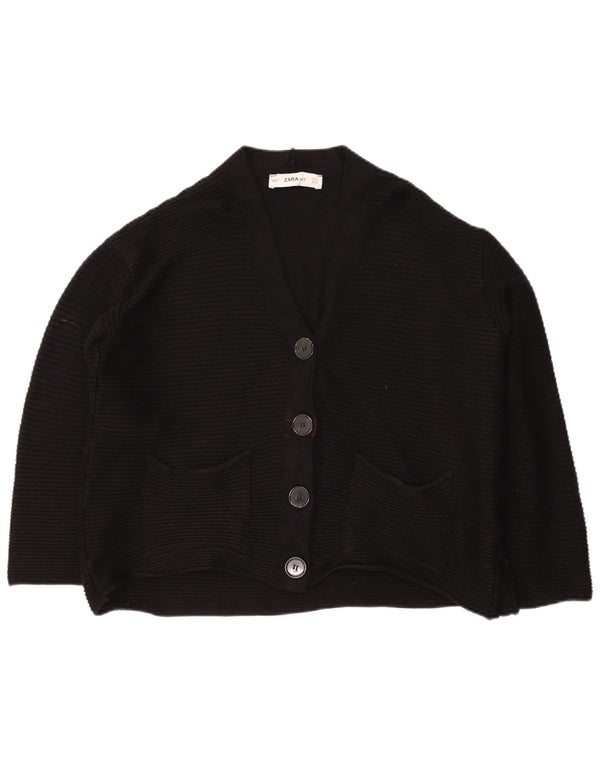 Zara Mujer Crop Suéter Cárdigan Extragrande Reino Unido 10 Pequeño Negro Clásico