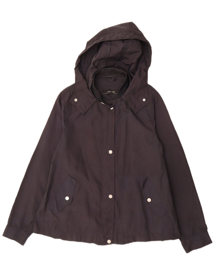 Zara Chaqueta utilitaria con capucha para mujer UK 46 Grande Poliéster negro