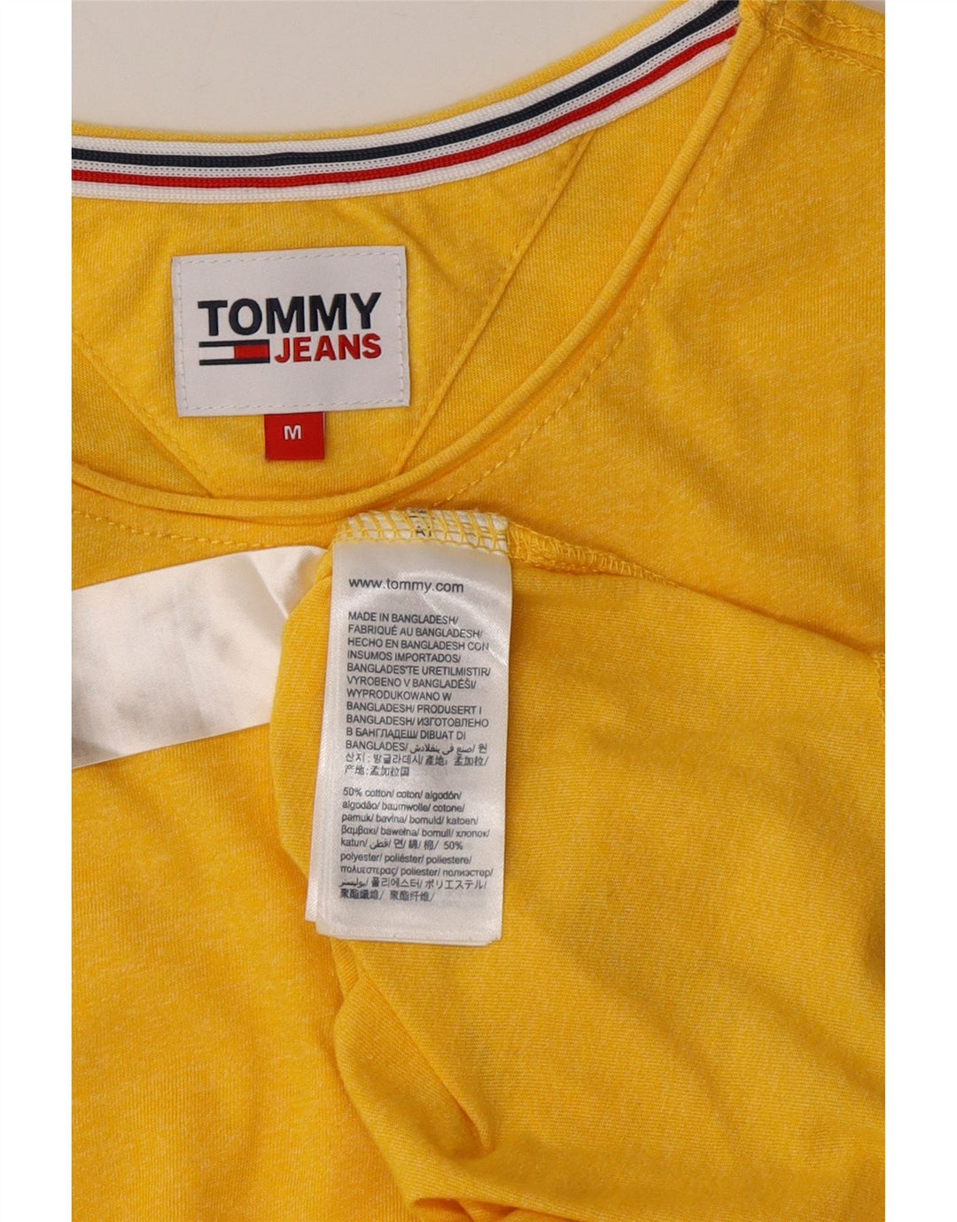 TOMMY HILFIGER Camiseta para mujer Top UK 44 Algodón amarillo mediano