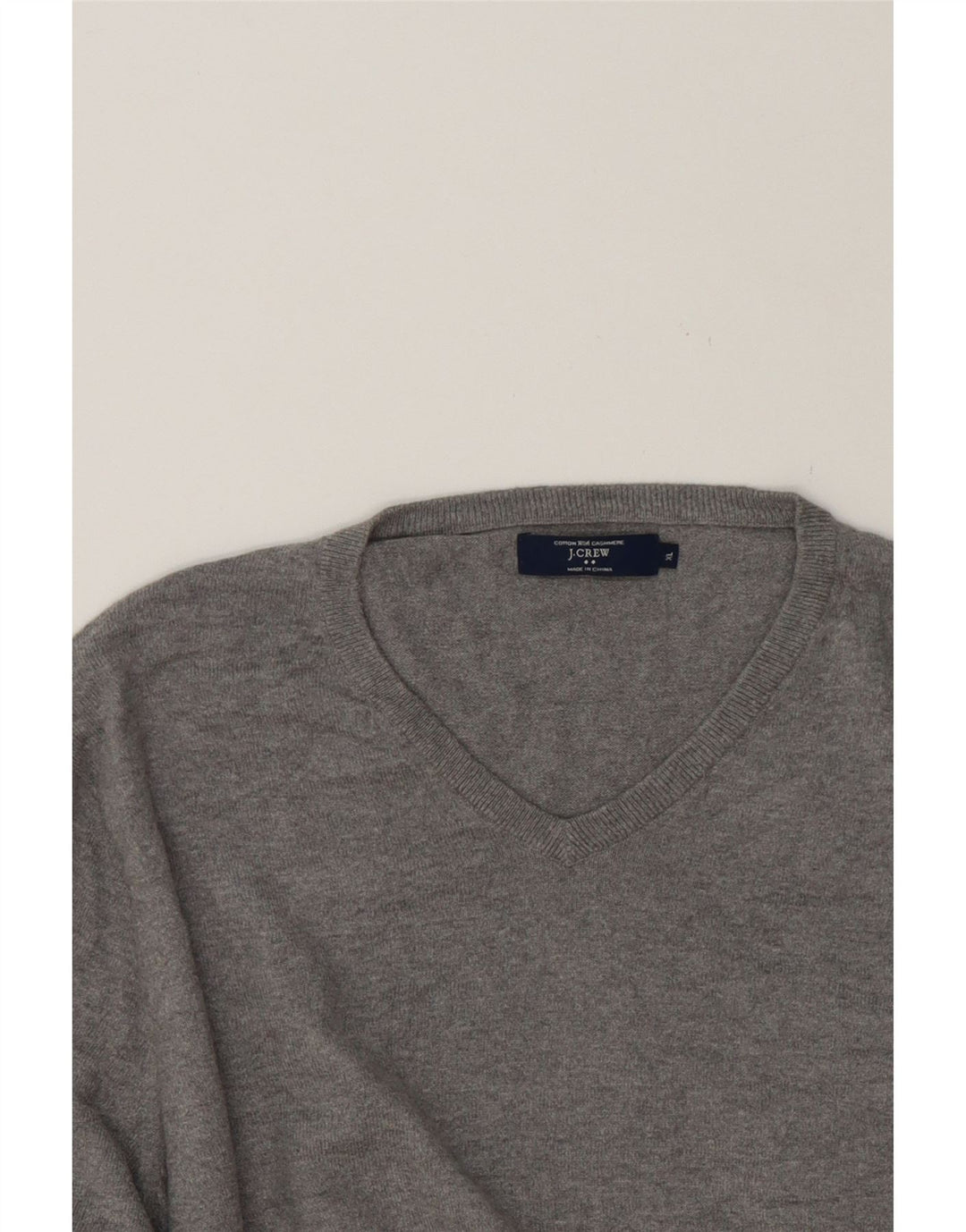 J. CREW Mens V-Neck Jumper Sweater XL Grey Cotton Vintage J. Crew and Second-Hand J. Crew from Messina Hembry 