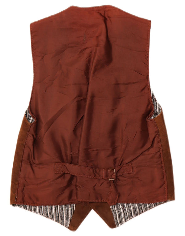 Chaleco de ante vintage para hombre IT 42 XS cuero marrón