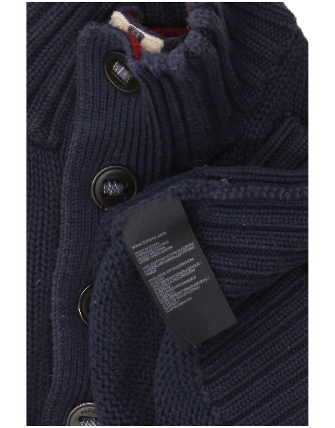 Tommy Hilfiger Suéter tipo jersey con cuello y botones para hombre Algodón azul marino mediano