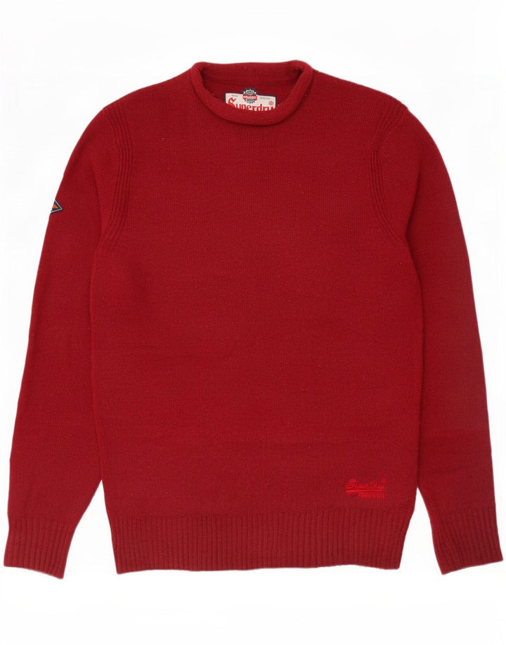 Superdry Jersey De Cuello Redondo Para Hombre De Lana De Cordero Roja Mediana