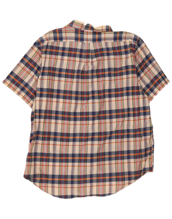 Ralph Lauren Camisa de manga corta para hombre 2XL Algodón a cuadros beige