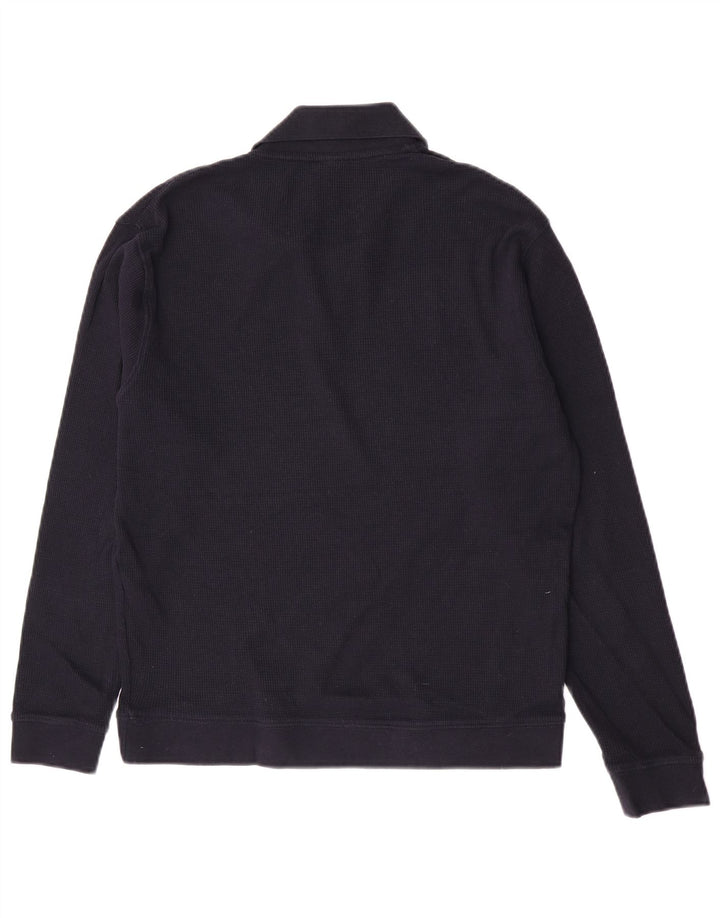 Zara Hombre Polo Cuello Jersey Suéter Pequeño Azul Marino