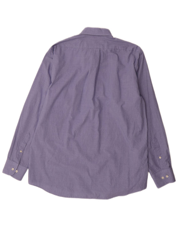 Chaps Camisa de ajuste clásico para hombre, talla 16, algodón de pata de gallo azul grande