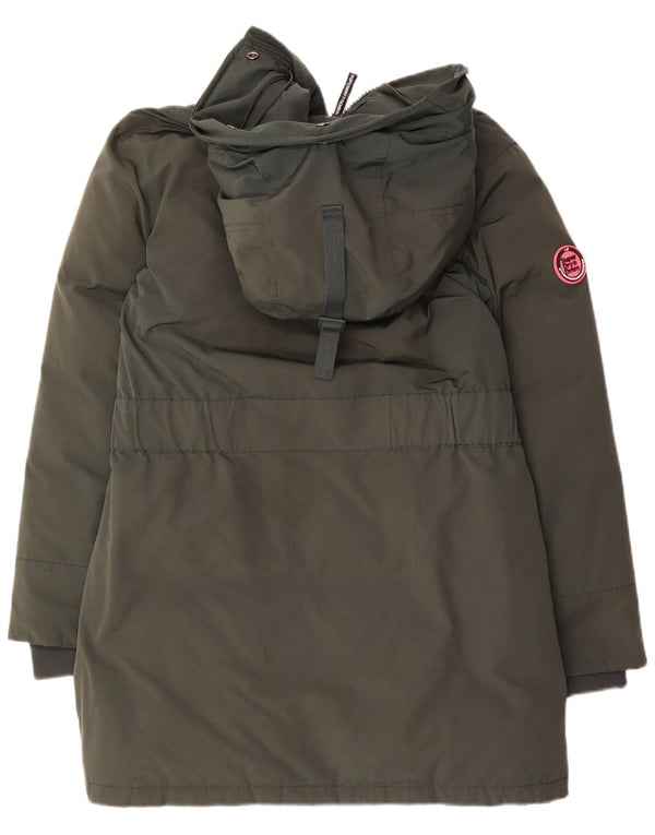Superdry Mujer Abrigo Acolchado Con Capucha UK 40 Small Nylon Verde