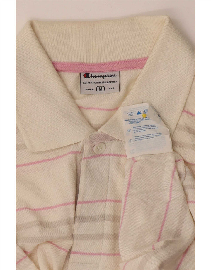 Champion Polo Para Hombre De Algodón A Rayas Blanco Medio