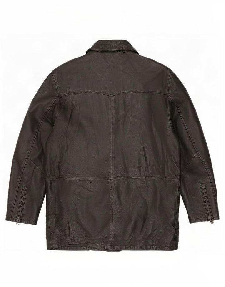 Salvatore Lepore Abrigo de cuero para hombre IT 52 XL Negro