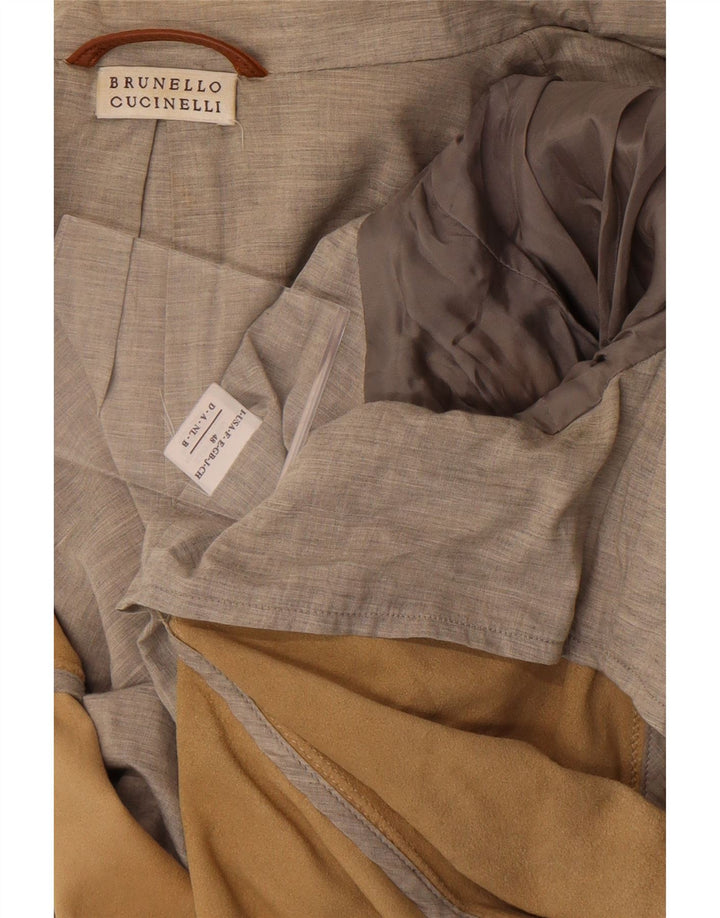 Brunello Cucinelli Chaqueta tipo blazer con 1 botón para mujer UK 42 Medium Beige Classic