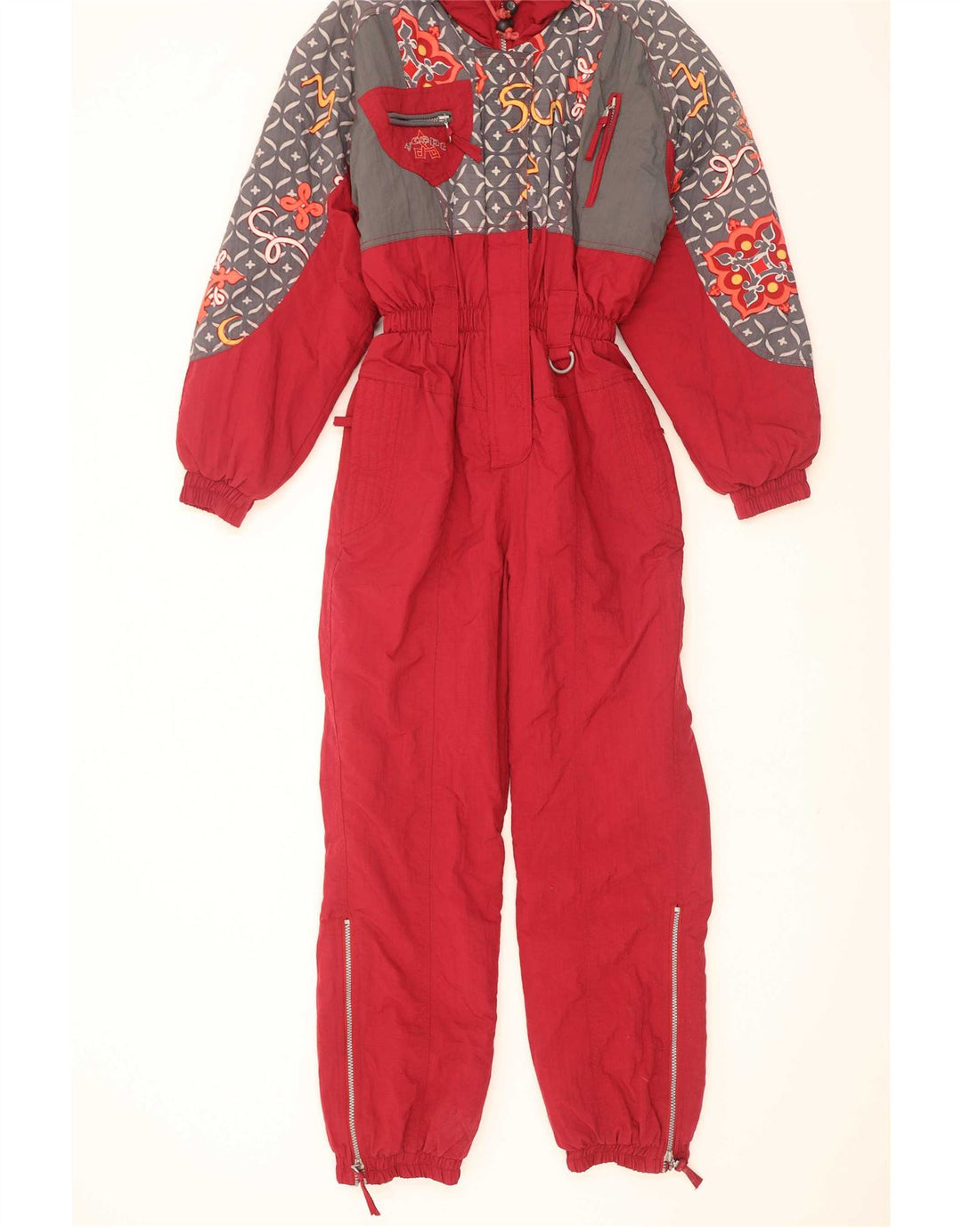 Mono de esquí para mujer X-Cape UK 10 Small Red Geométrico Nylon