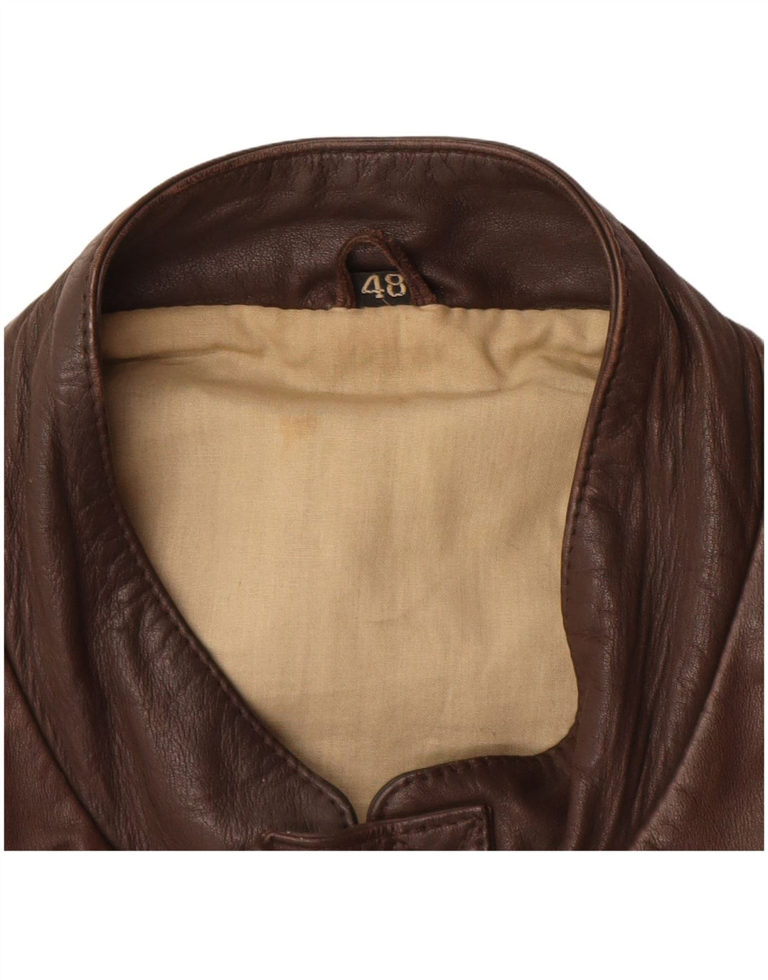 VINTAGE Chaqueta de cuero para hombre IT 48 Cuero marrón medio