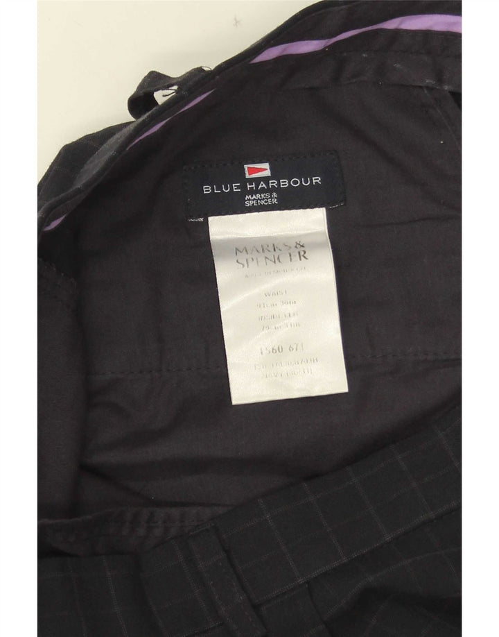 Marks & Spencer Pantalón de traje recto azul Harbor para hombre W36 L31 Navy Check