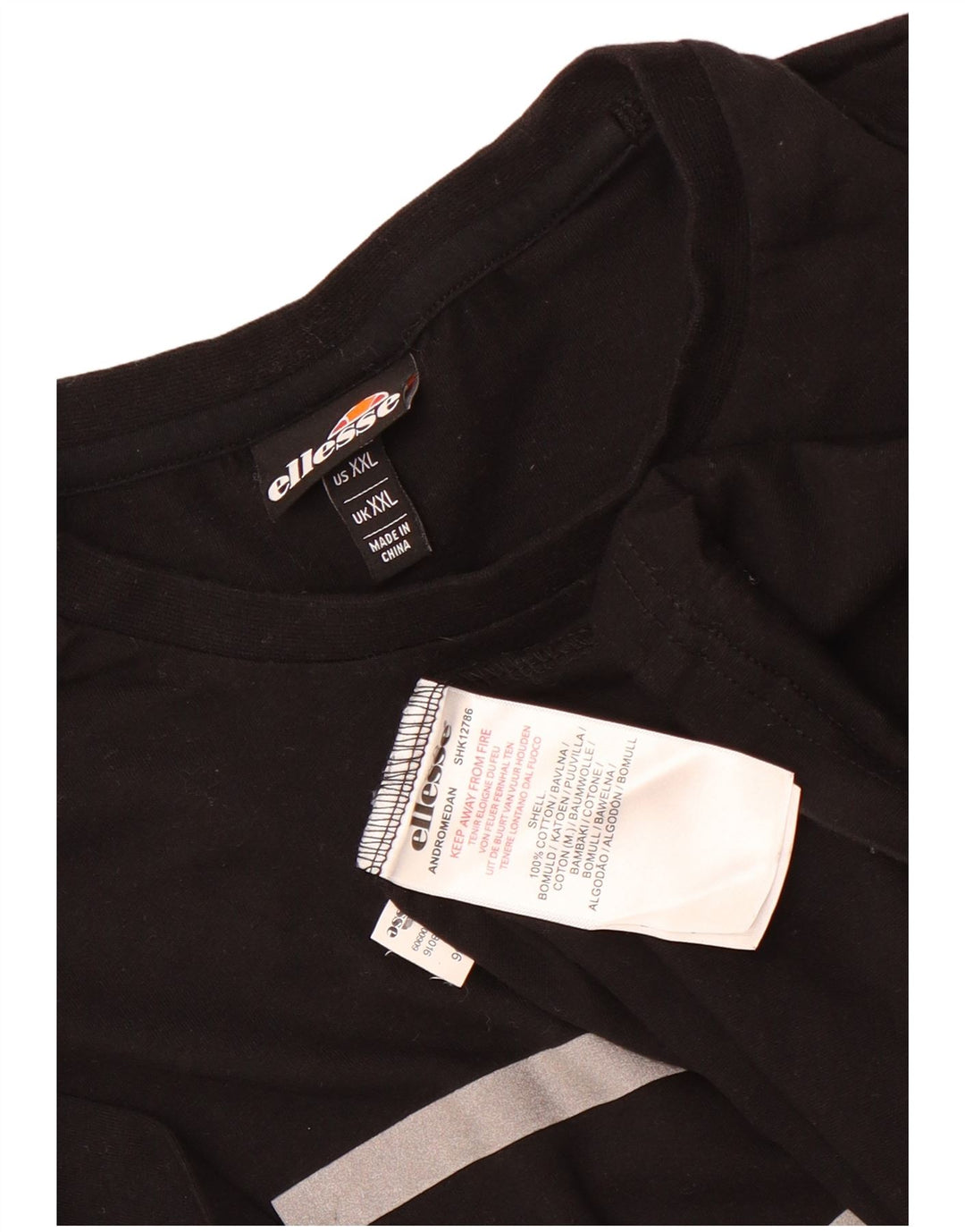 Ellesse Camiseta gráfica para hombre Top 2XL Algodón negro