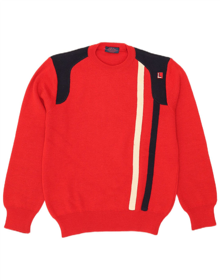 Jersey Life Line Hombre Con Cuello Redondo De Lana Color Block Rojo Medio