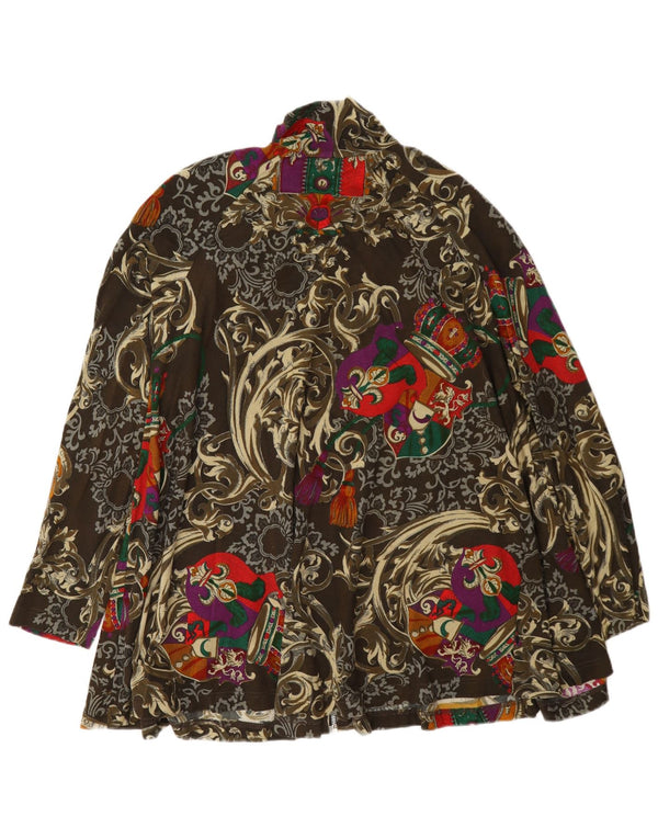 Vintage mujer overcoat abrigo Reino Unido 14 medio multicolor Paisley algodón