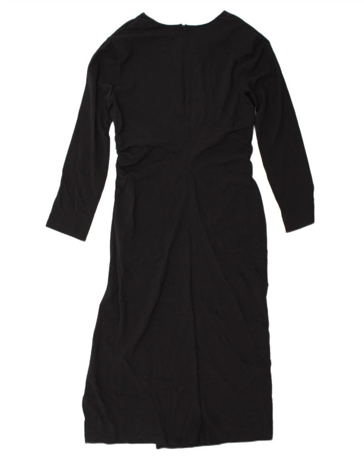 ZARA Womens Long Sleeve Maxi Dress UK 18 XL Black Polyester