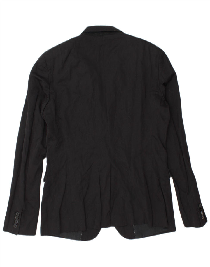 All Saints Chaqueta tipo blazer con 2 botones para hombre, talla 40, talla grande, de lana negra