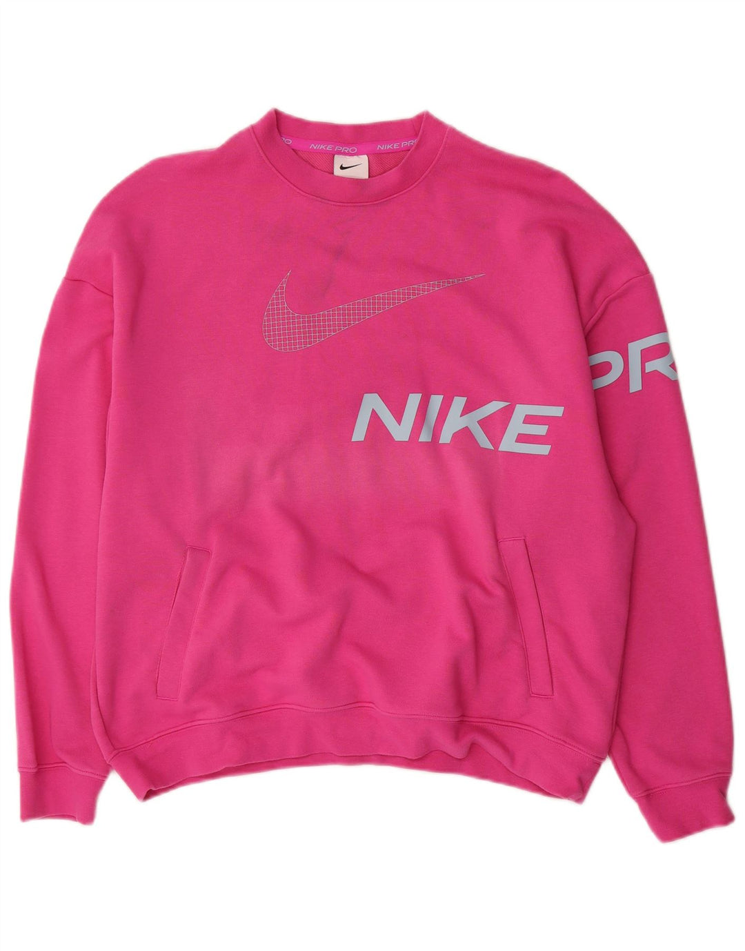Nike - Sudadera extragrande con gráfico para mujer, talla 40, algodón rosa mediano