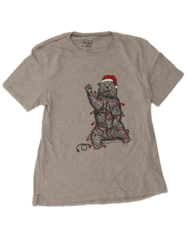 Camiseta gráfica para hombre de Fat Face Top grande de algodón moteado gris Navidad