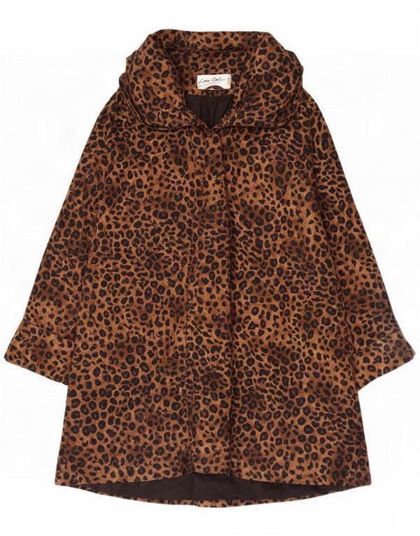 Abrigo para mujer Lorena Conti UK 22 3XL Marrón Animal Print