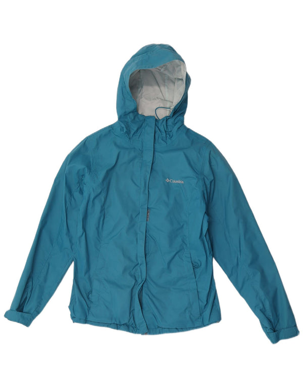 Columbia Chaqueta impermeable extragrande con capucha para mujer UK 10 Small Blue Nylon