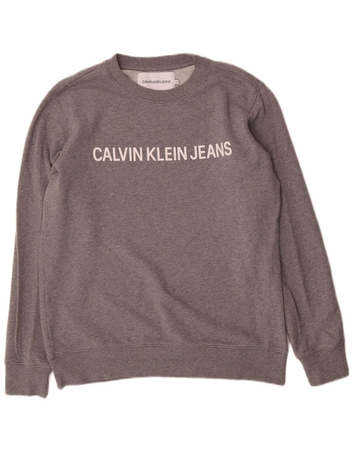 Calvin Klein Jeans Hombre Sudadera Gráfica Jumper Gris Medio Moteado