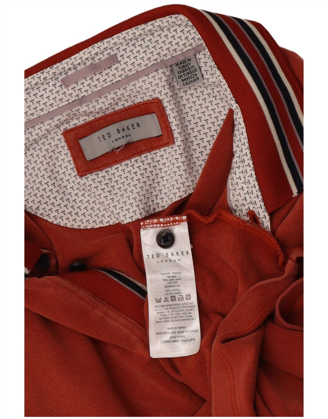 Polo para hombre Ted Baker XL Lyocell de rayas naranjas