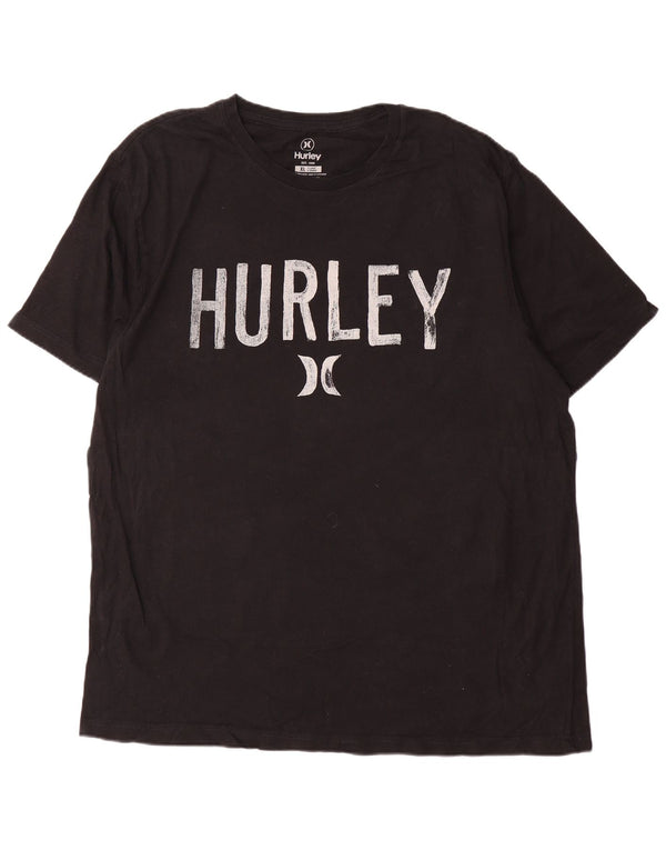 Hurley Hombre Camiseta Gráfica Top XL Algodón Negro