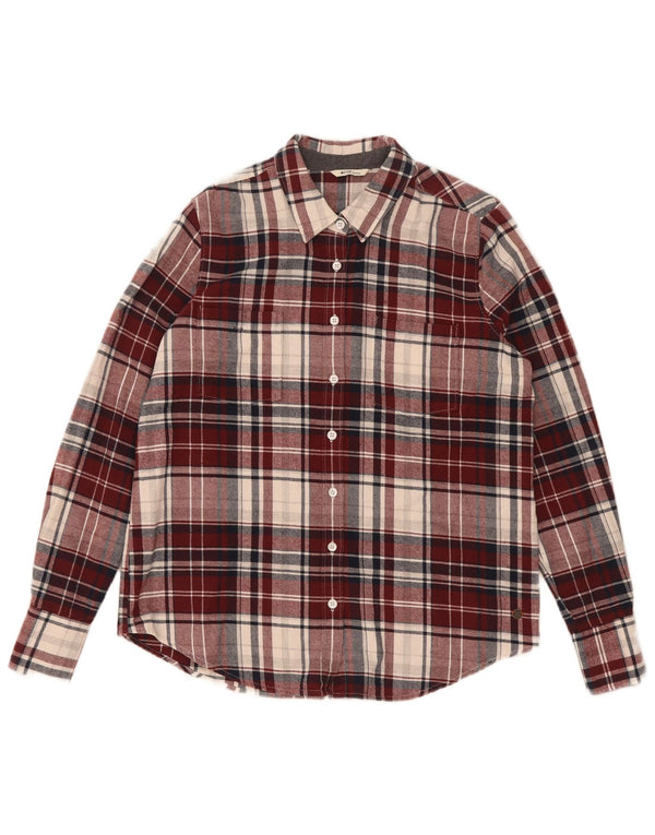 Mustang Camisa de franela para mujer EU 34 XS Algodón a cuadros burdeos