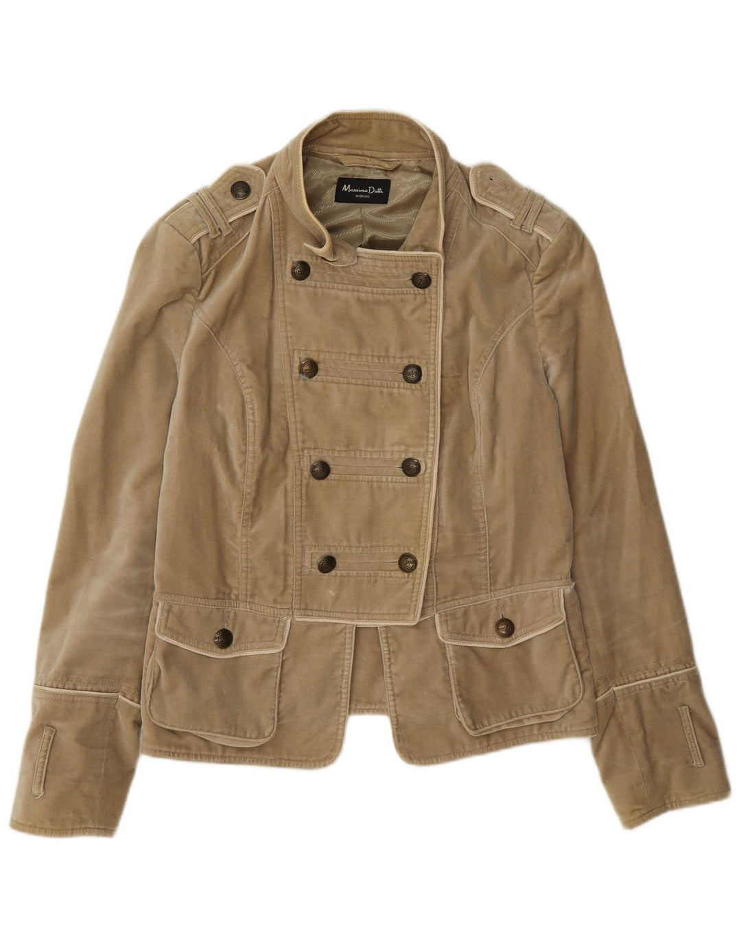 Massimo Dutti Chaqueta Militar De Doble Botonadura Mujer UK 40 XL Beige