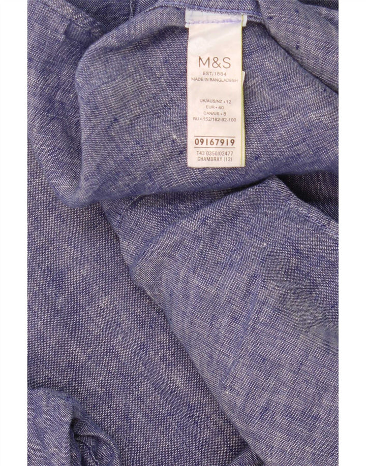 Marks & Spencer Camisa para mujer Reino Unido 42 Lino azul mediano