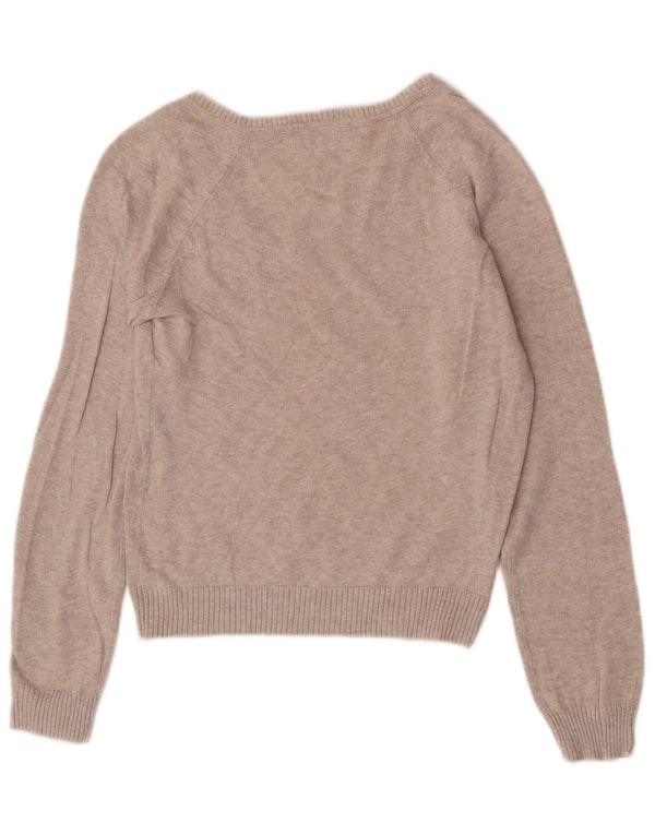 Zara Suéter Corto con Cuello en V para Mujer UK 42 Gris Medio Argyle/Diamante