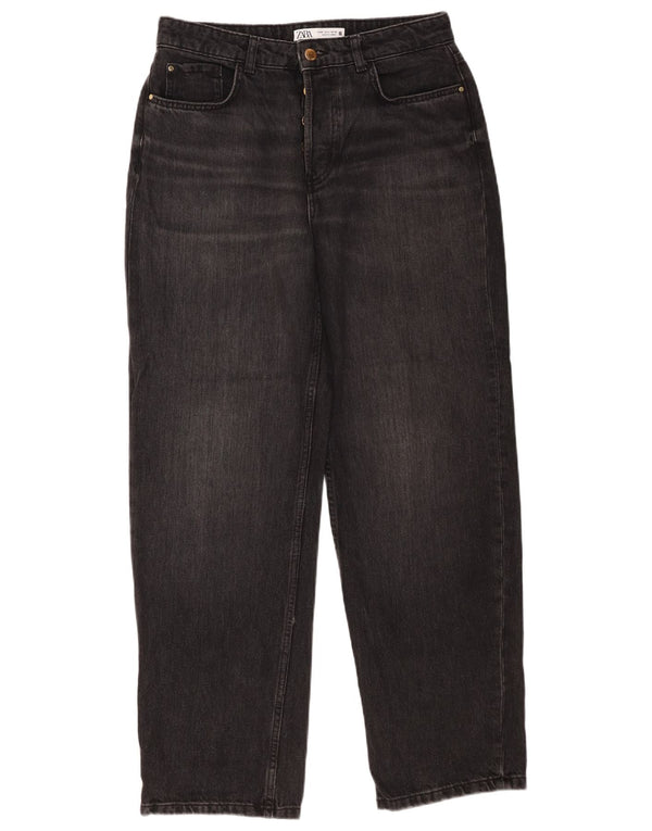 Zara Jeans Sueltos De Tiro Alto Para Mujer EU 36 XS W26 L29 Algodón Negro