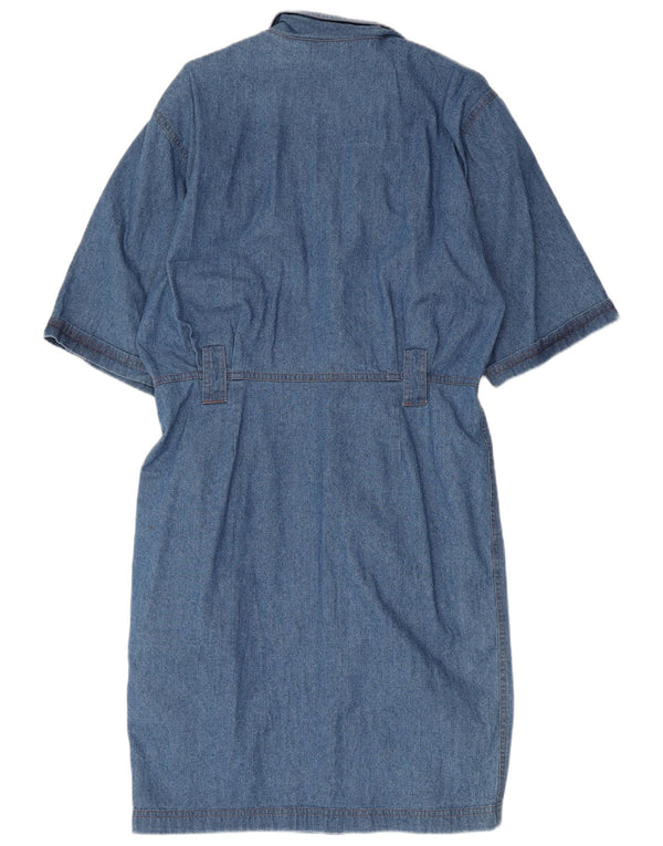 Vintage mujer 3/4 manga vestido de mezclilla EU 40 algodón azul grande